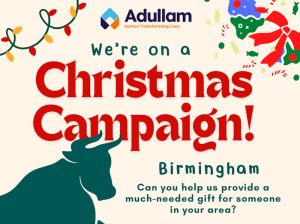 Christmas campaign advert appealing for donations of gifts.